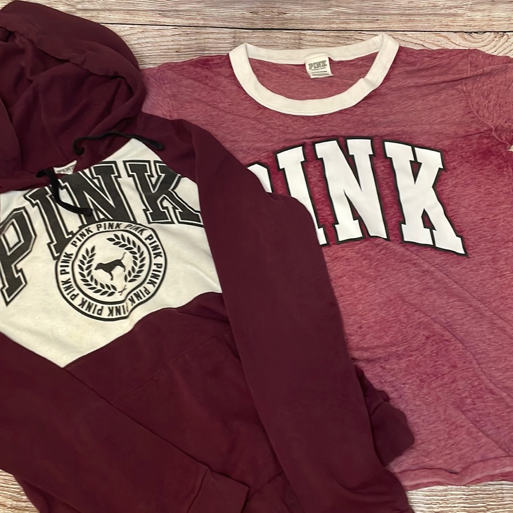 PINK VS Tee & Hoodie Set Size Small